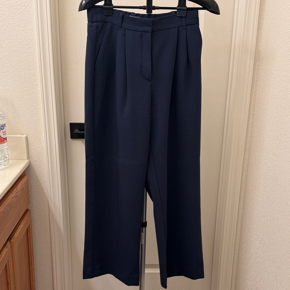 Abercrombie & Fitch Deep Navy Wide-Leg Trousers